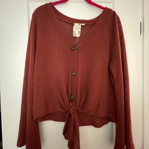 Blu Pepper Tops - Boutique Rust Orange Long Sleeve Top